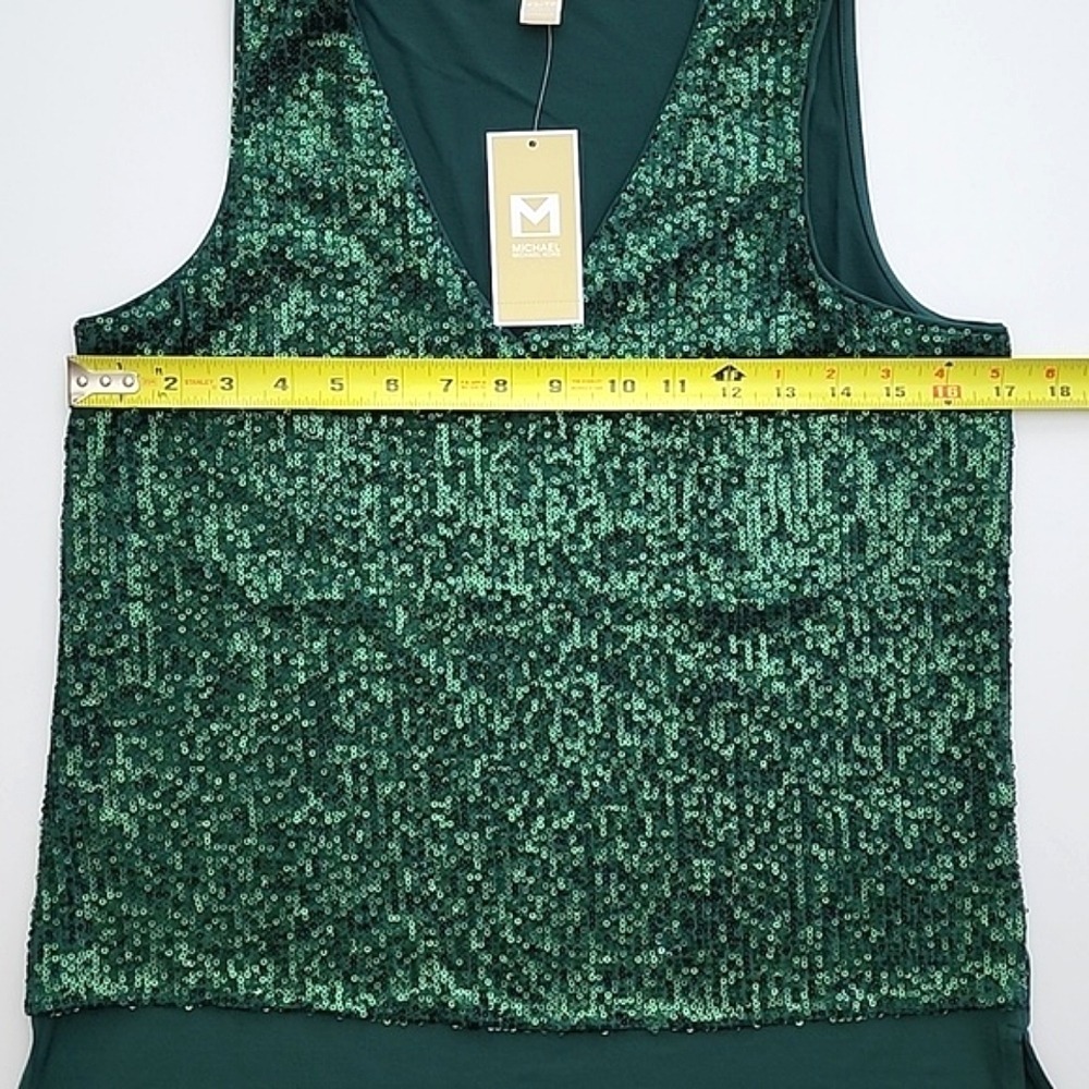 NWT Michael Kors Women's Sequin V-Neck Sleeveless Top Emerald Green XS - Picture 12 of 12